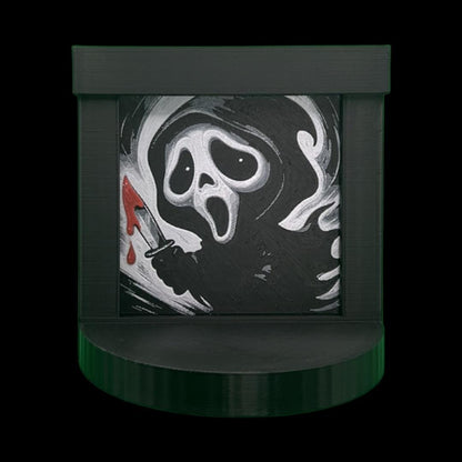 Ghost Face Funko Pop Stand with  3D Printed Art Backdrop
