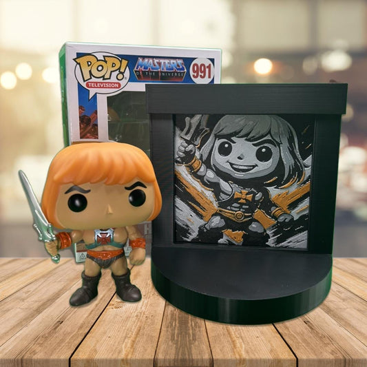 He-Man Funko Pop Stand with  3D Printed Art Backdrop