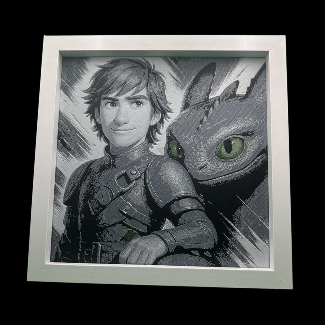 Hiccup and Toothless Printed Fan Art