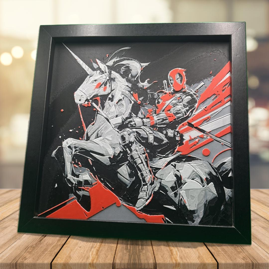 Deadpool on a Unicorn 3D Printed Fan Art