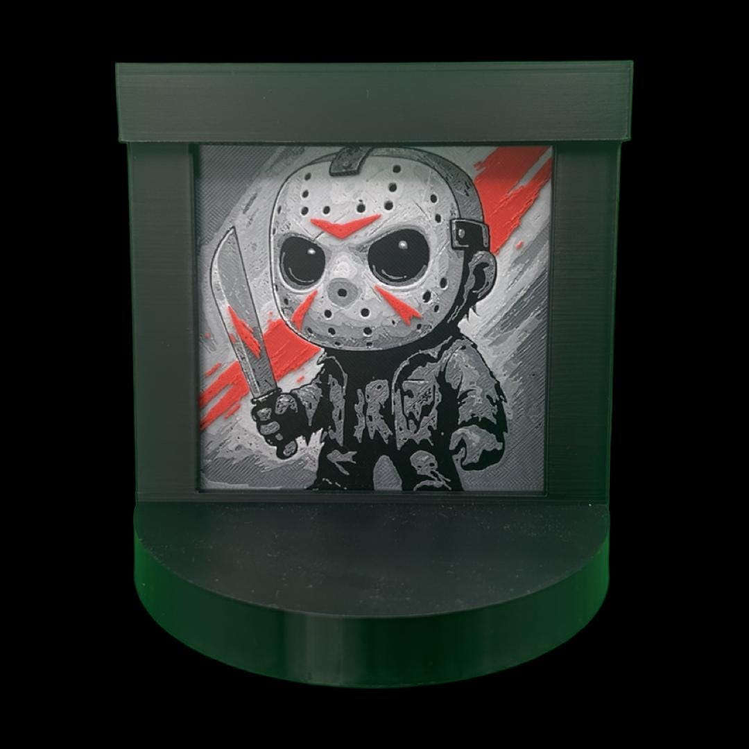 Jason Voorhees Funko Pop Stand with  3D Printed Art Backdrop