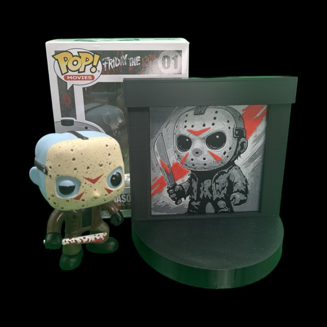 Jason Voorhees Funko Pop Stand with  3D Printed Art Backdrop