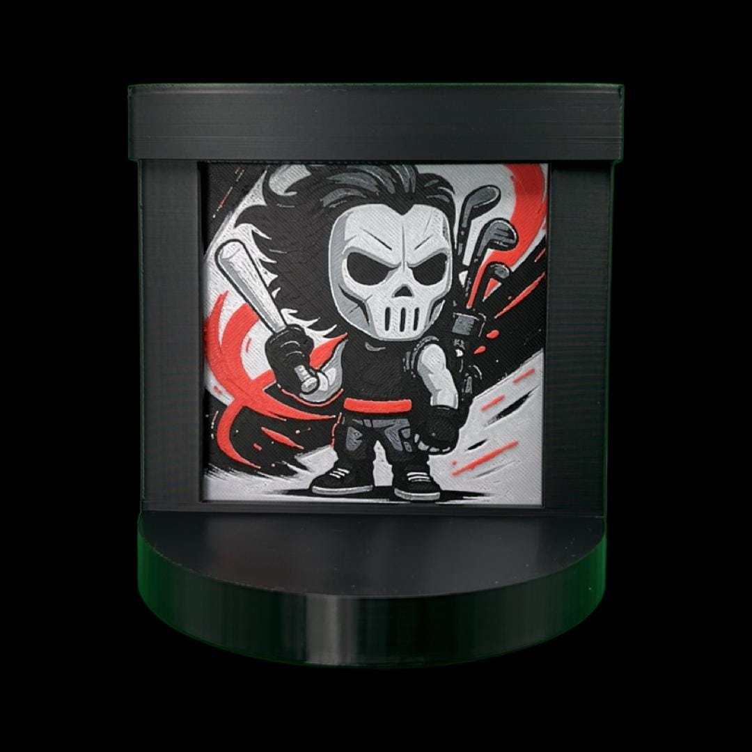 Casey Jones Funko Pop Stand with  3D Printed Art Backdrop