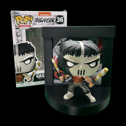 Casey Jones Funko Pop Stand with  3D Printed Art Backdrop