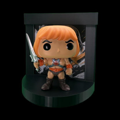 He-Man Funko Pop Stand with  3D Printed Art Backdrop