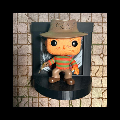 Freddy Krueger Funko Pop Stand with  3D Printed Art Backdrop
