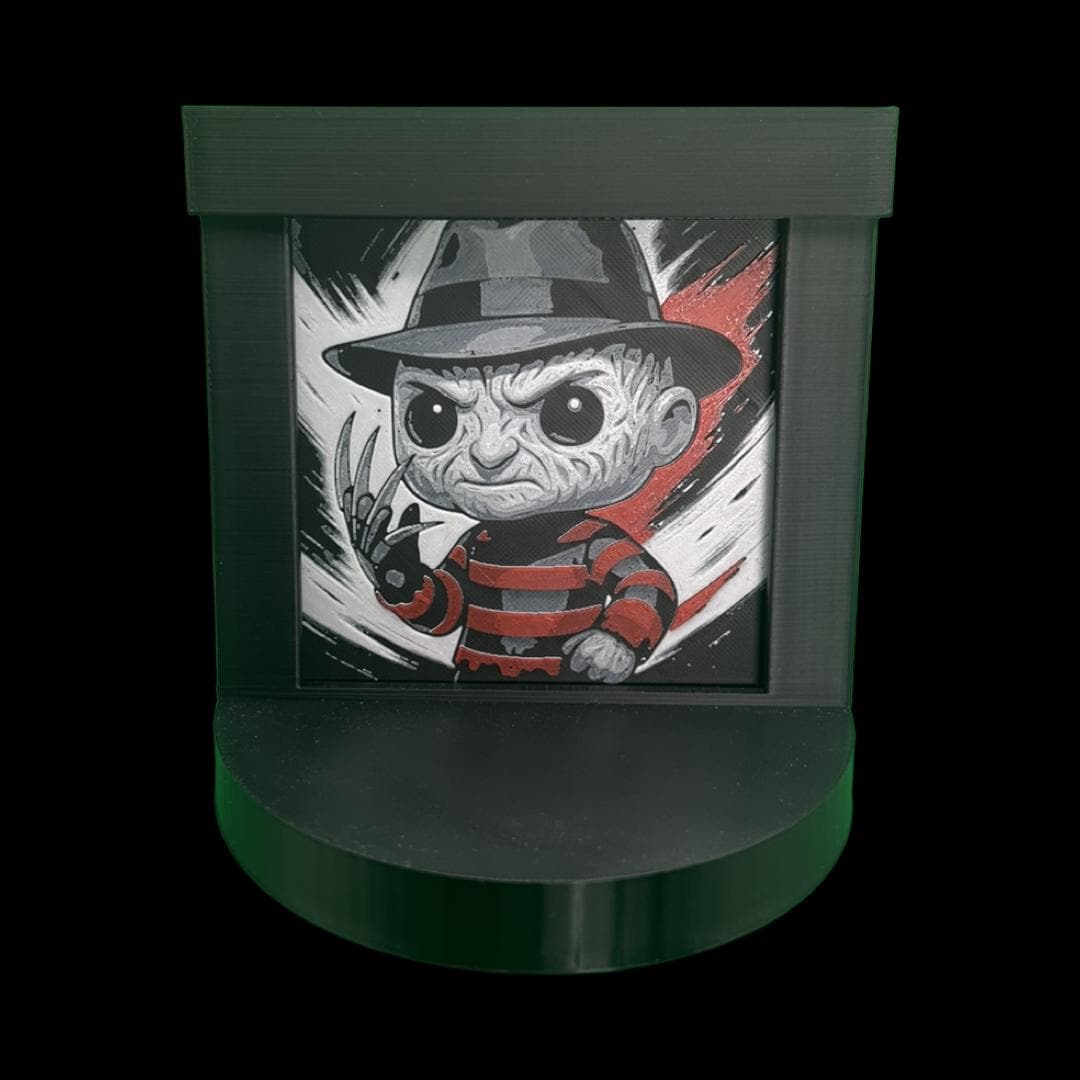 Freddy Krueger Funko Pop Stand with  3D Printed Art Backdrop