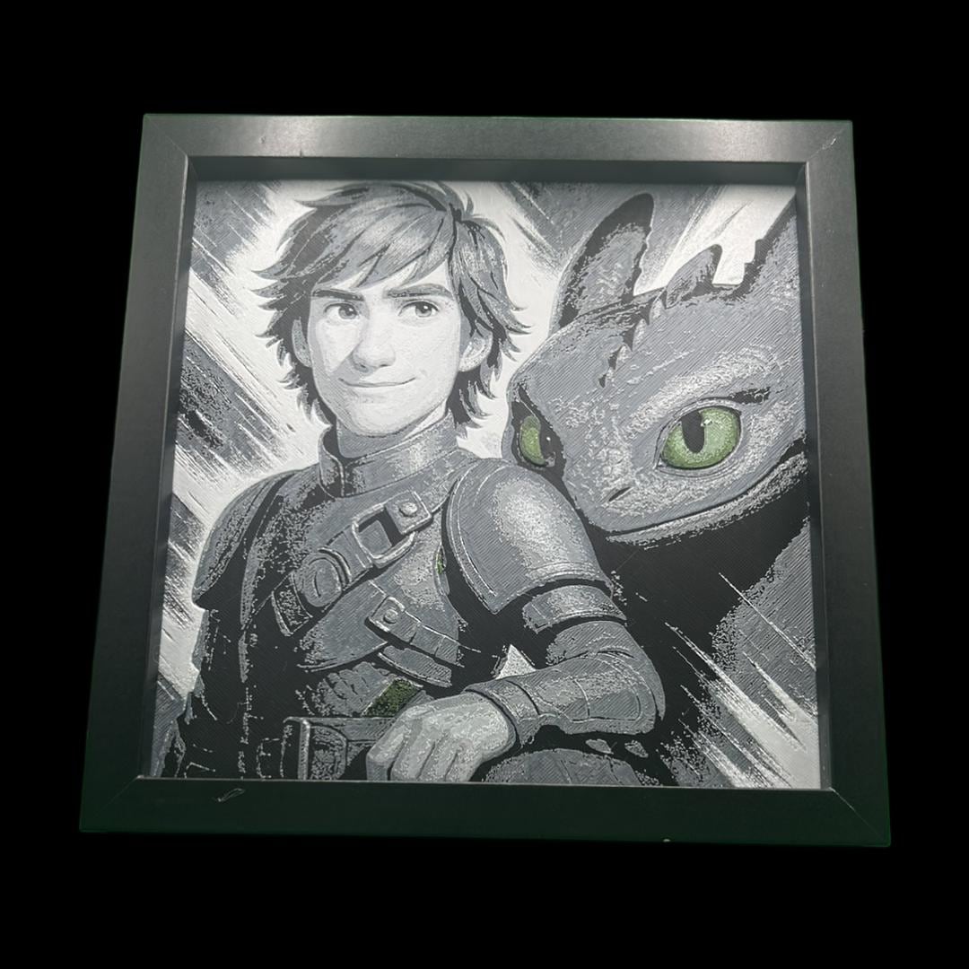 Hiccup and Toothless Printed Fan Art