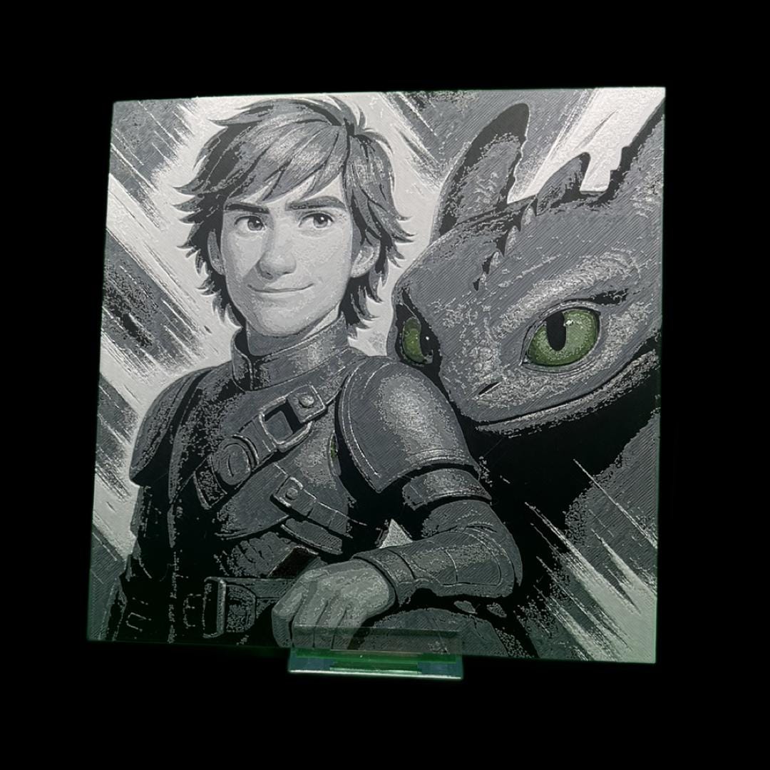 Hiccup and Toothless Printed Fan Art