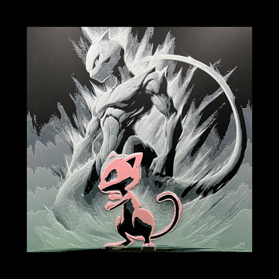 Mew Mewtwo - Pokémon 3D Printed Fan Art