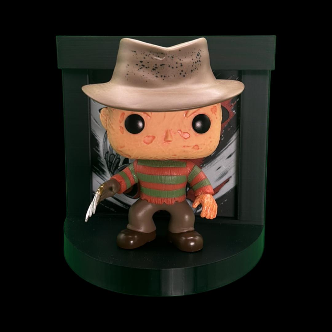 Freddy Krueger Funko Pop Stand with  3D Printed Art Backdrop